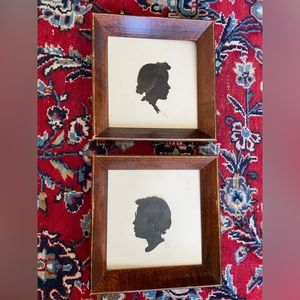 Hand Cut silhouettes Signed From 1954. Framed With Glass